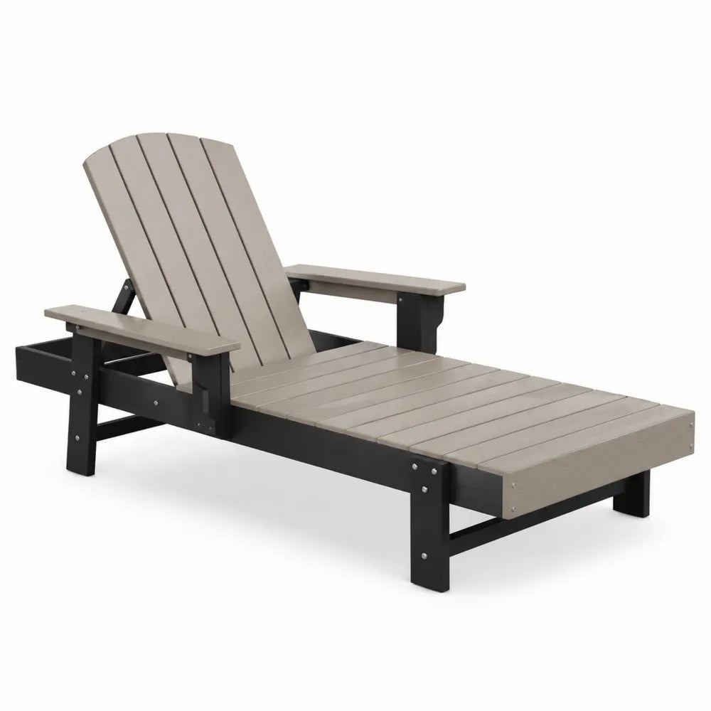 Gartenliege verstellbar Holz-Kunststoff Beige/Schwarz 190x75x85 cm