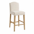 Barhocker mit Leinenbezug und Eichenholzrahmen Beige
