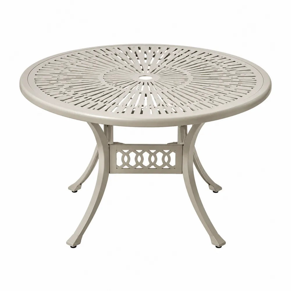 Runder Aluminium-Gartentisch, 120 cm, Beige