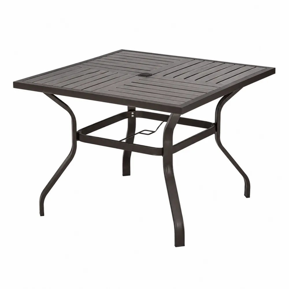 Quadratischer Gartentisch aus Metall in Schwarz