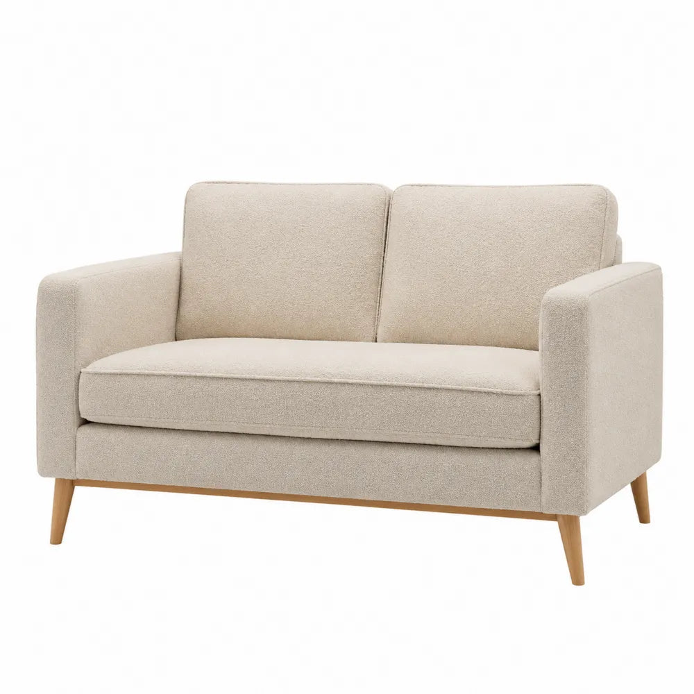 Zweisitzer-Sofa Beige Polyester Holzbeine 150cm