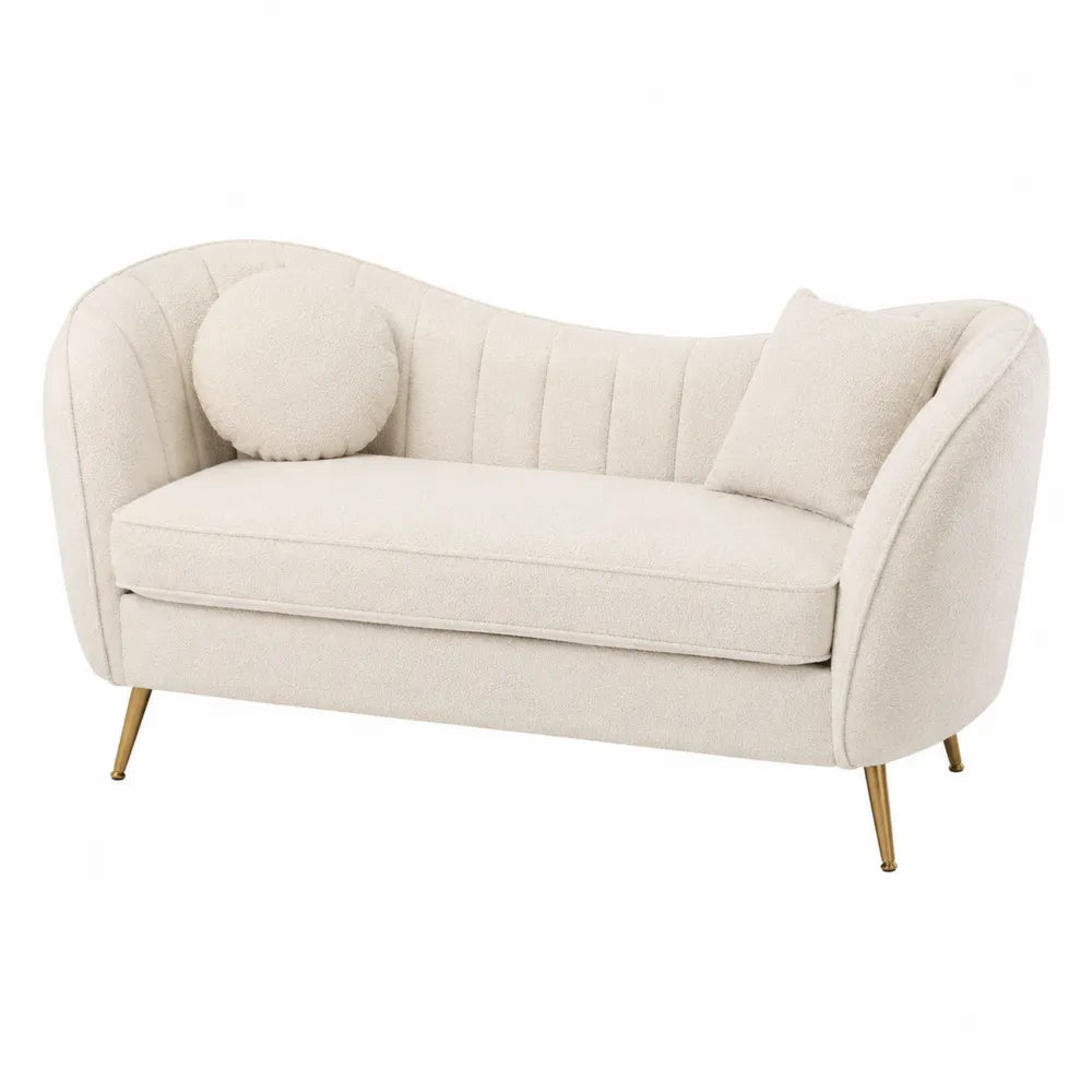 Zweisitzer-Sofa Bouclé-Stoff Creme Metallbeine