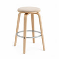 Barhocker mit Eichenholzrahmen und Stahlfußstütze, Beige