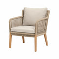 Outdoor-Sessel Beige Seilgeflecht mit Kissen Akazienholzbeine