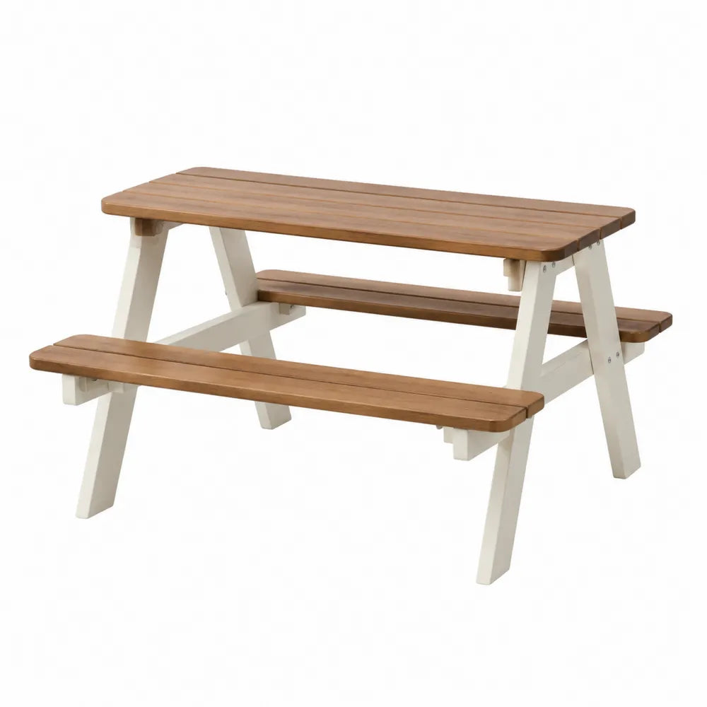 Picknicktischset Holz Weiß/Braun