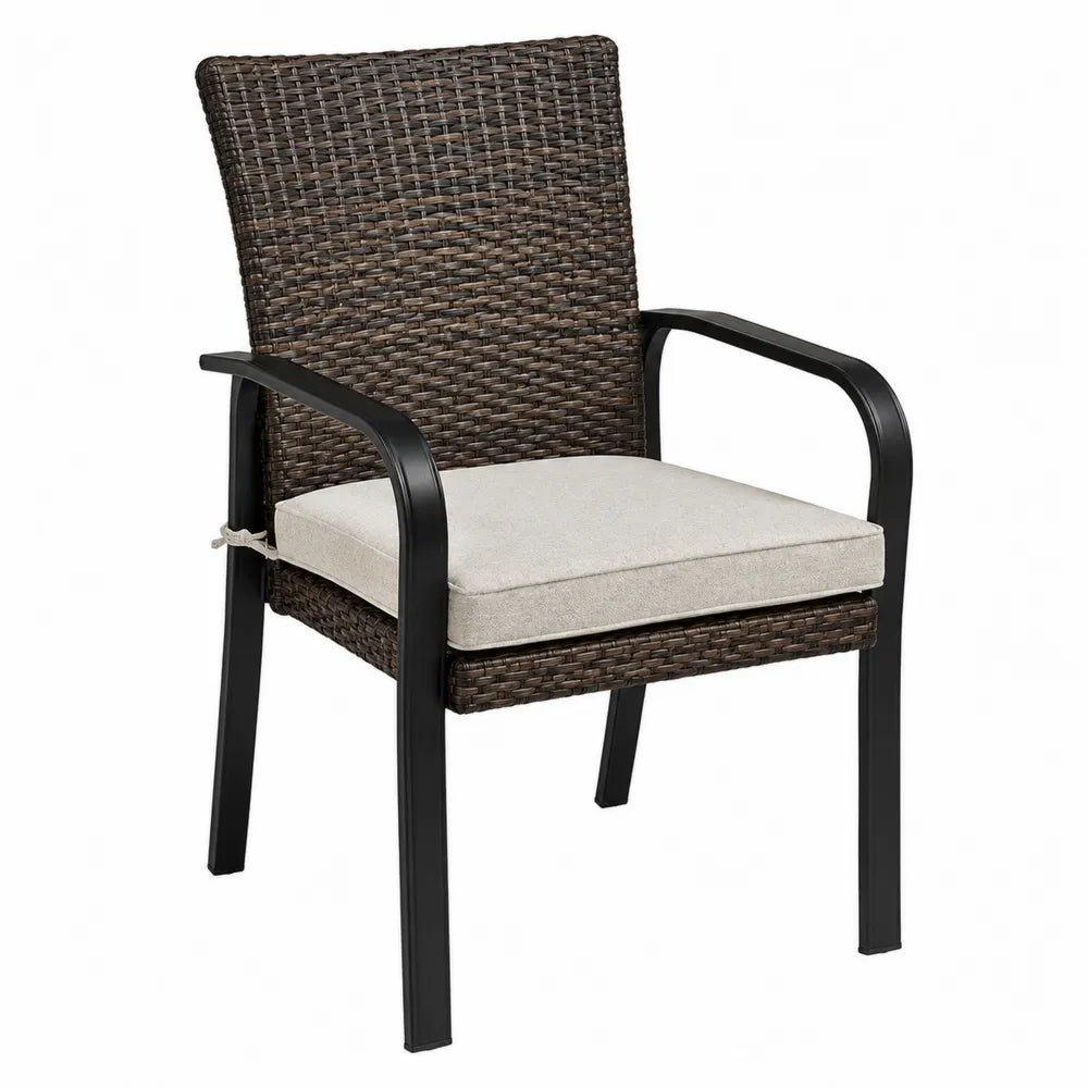 Gartenstuhl Aluminium Polyrattan Braun Creme