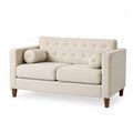 Zweisitzer-Sofa Stoff Beige Holzbeine