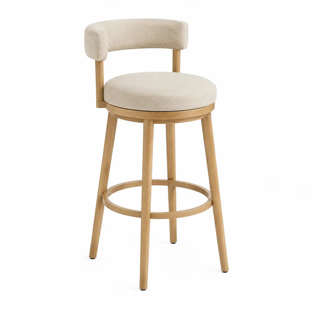 Barhocker Massivholz Polyester Beige