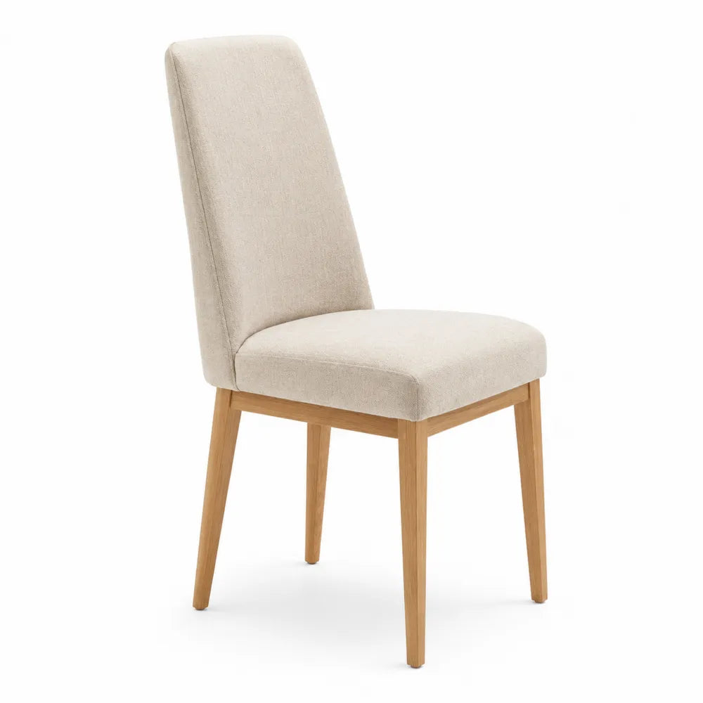 Esszimmerstuhl Beige Stoff Eiche Massivholz
