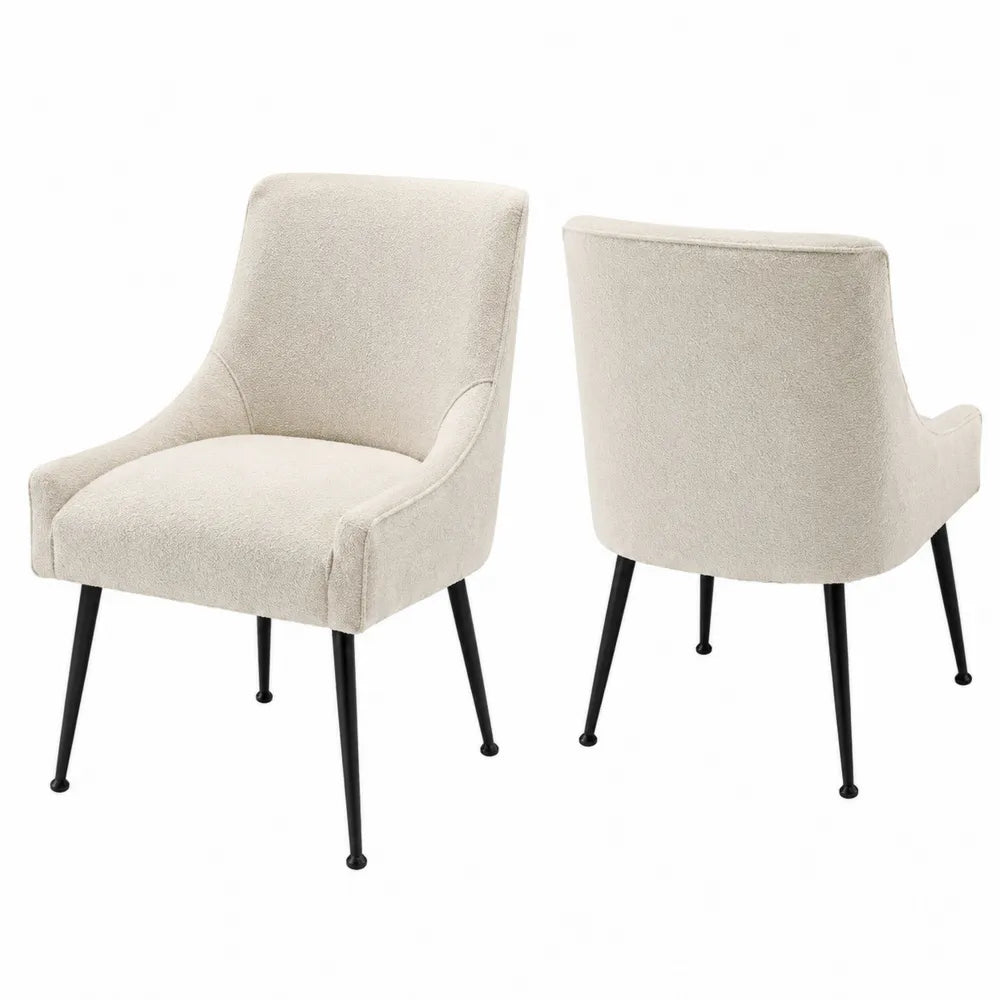 Set aus Esszimmerstühlen Beige Stoff Metallbeine