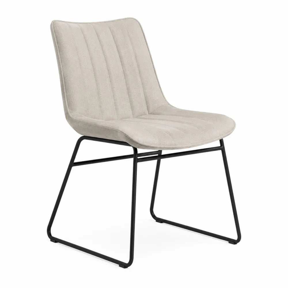 Esszimmerstuhl Beige Polyester Metallgestell