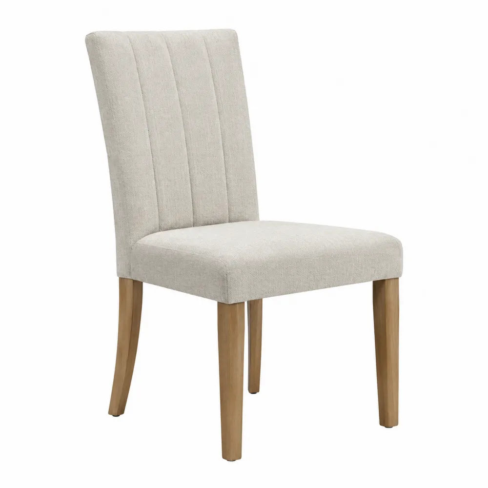 Esszimmerstuhl mit Leinenbezug und Holzbeinen, Beige 45x55x90cm