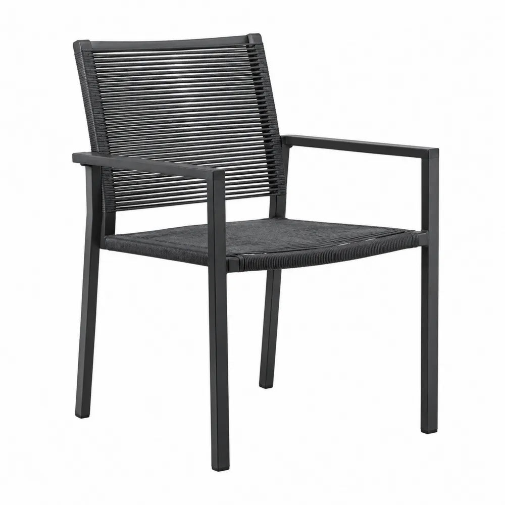 Gartenstuhl Aluminium Schwarz mit Armlehnen