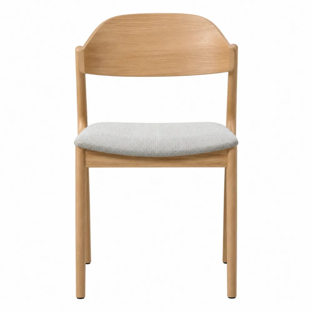 Esszimmerstuhl Eiche mit Polyestergewebe Sitzpolster Hellbraun/Beige