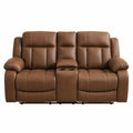 Zweisitzer-Sofa aus Leder mit Getränkehalter Braun